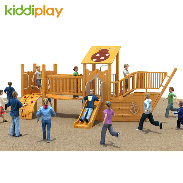 Small Wooden Pirate Ship Outdoor Playground for Children Game