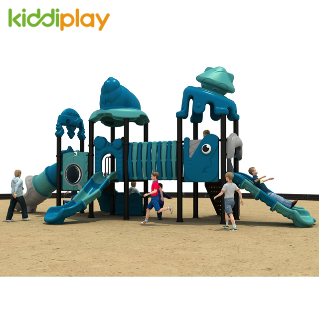 Children Ocean Series Outdoor Playground Equipment Play House With Plastic Slide
