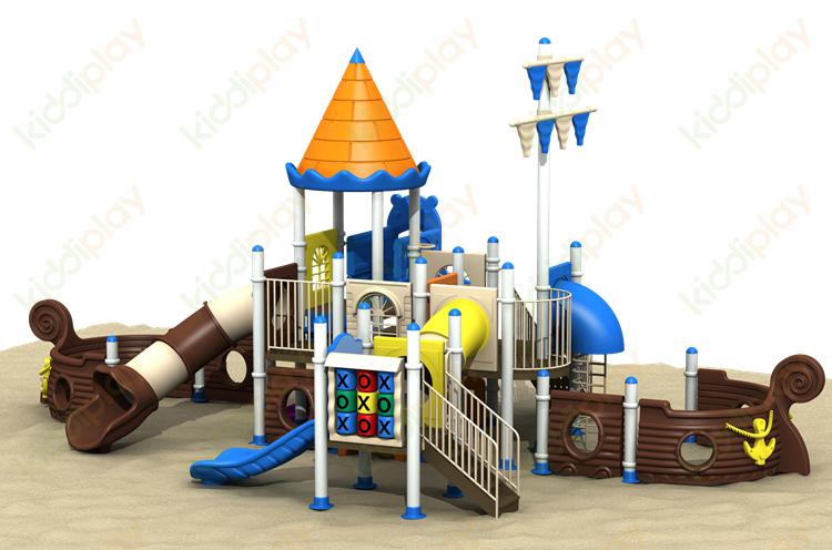  Safe Plastic School Outdoor Slide Pirate Ship Series Playground Equipment 