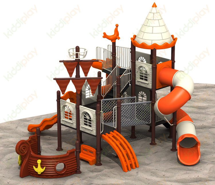 Kids Metal Pirate Ship Series Slides Plastic Outdoor Playground Spiral Slide Toys 