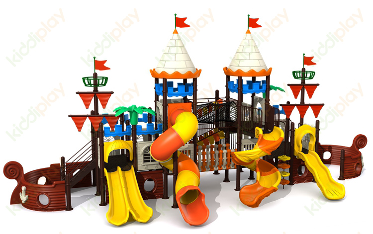 Attractive Design Outdoor Plastic Playground Slides for Garden Pirate Ship Series