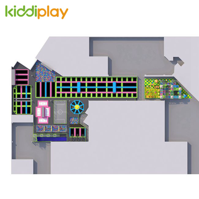 KD11052A Ninja Course Parkour Naughty Castle Building Blocks Center Children Big Indoor Trampoline Park