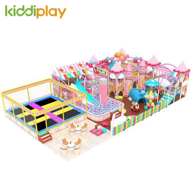 Factory Customized Unified Design Best Price Kid Pink Rectangle Trampolines Park with Safety Net
