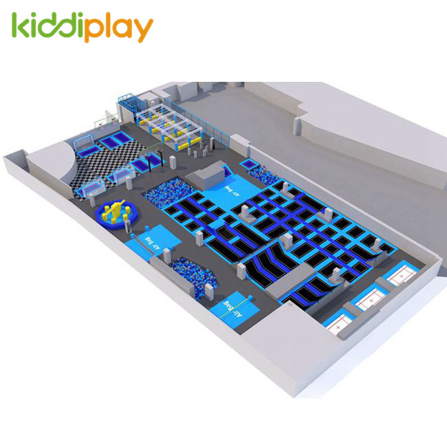 KD11074B Blue Tone Customized Free And Professional Indoor Playground Large Trampoline Park