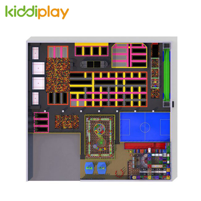 KD11071B Classic And Trends Combination Rainbow Net Indoor Playground Popular Large Trampoline Park