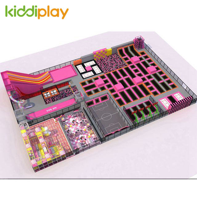 KD11051A New Arrival And Large Indoor Trampoline Park with Spider Tower Zip Line Parkour Beam Battle Block Building